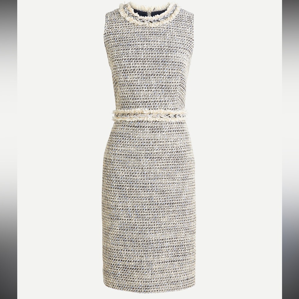 J. Crew Stylish Blue and White Tweed Dress